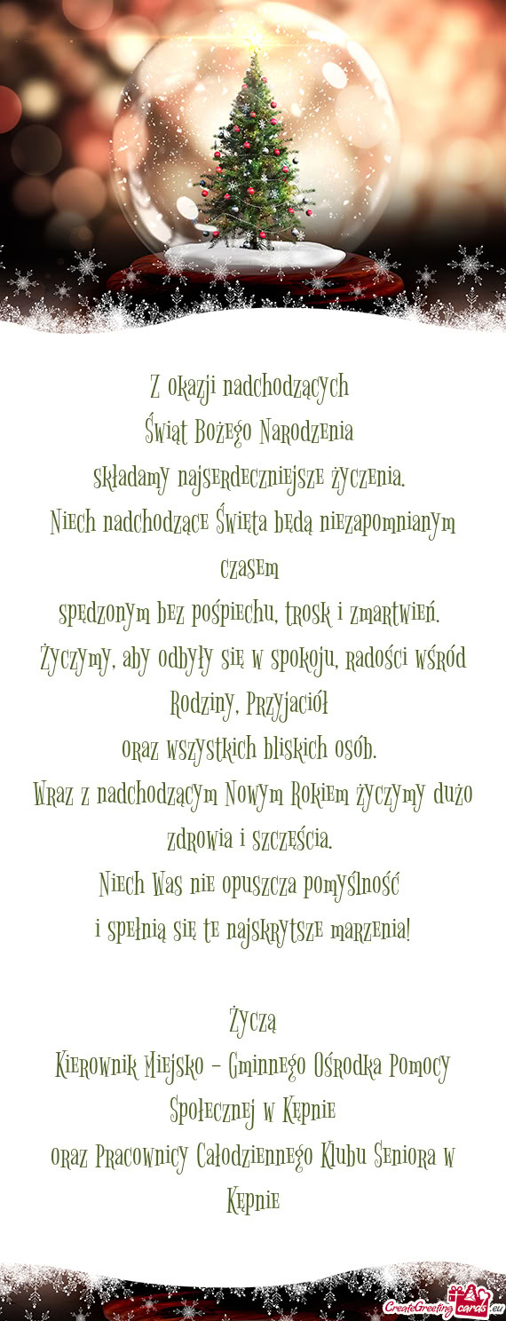 Kierownik Miejsko - Gminnego Ośrodka Pomocy Społecznej w Kępnie