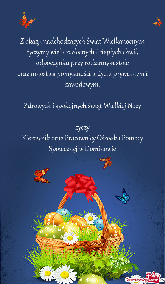 Kierownik oraz Pracownicy Ośrodka Pomocy Społecznej w Dominowie