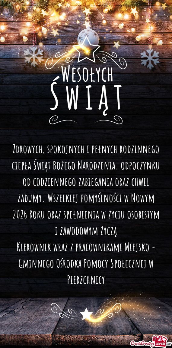 Kierownik wraz z pracownikami Miejsko - Gminnego Ośrodka Pomocy Społecznej w Pierzchnicy