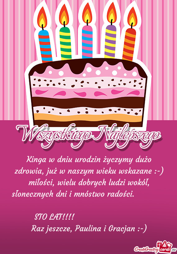 Kinga w dniu urodzin życzymy dużo zdrowia, już w naszym wieku wskazane :-) miłości, wielu dobry