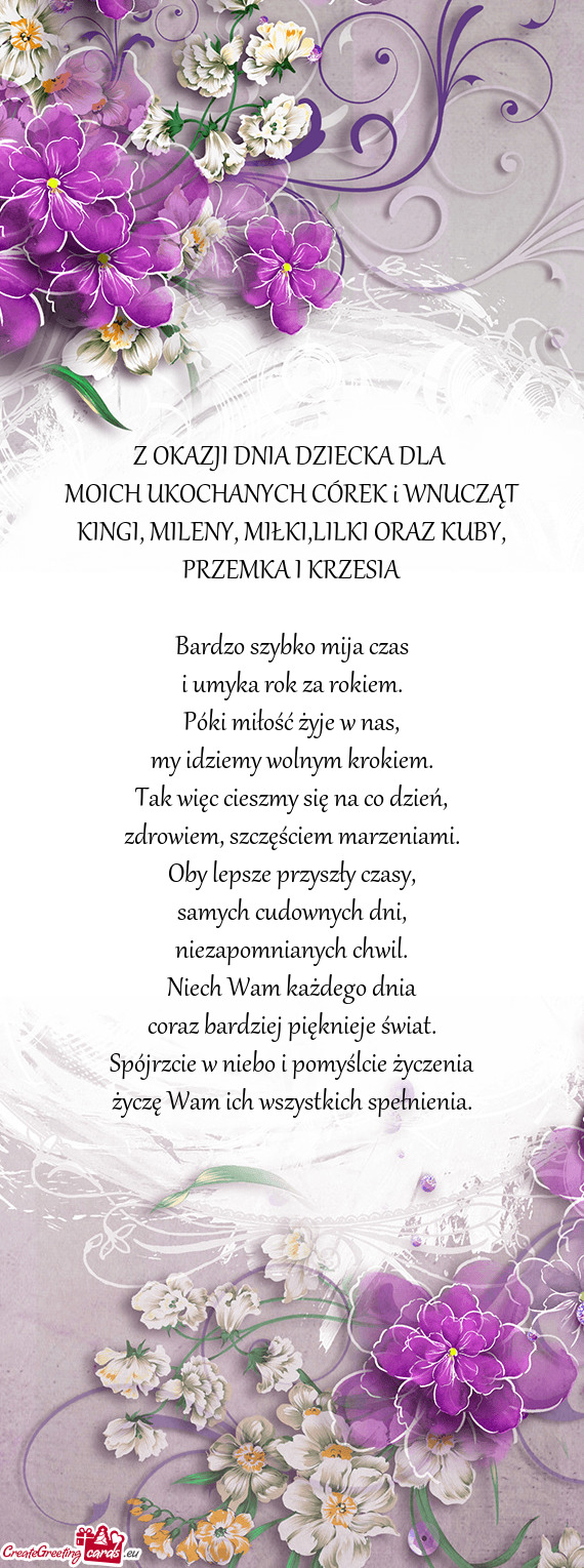 KINGI, MILENY, MIŁKI,LILKI ORAZ KUBY, PRZEMKA I KRZESIA