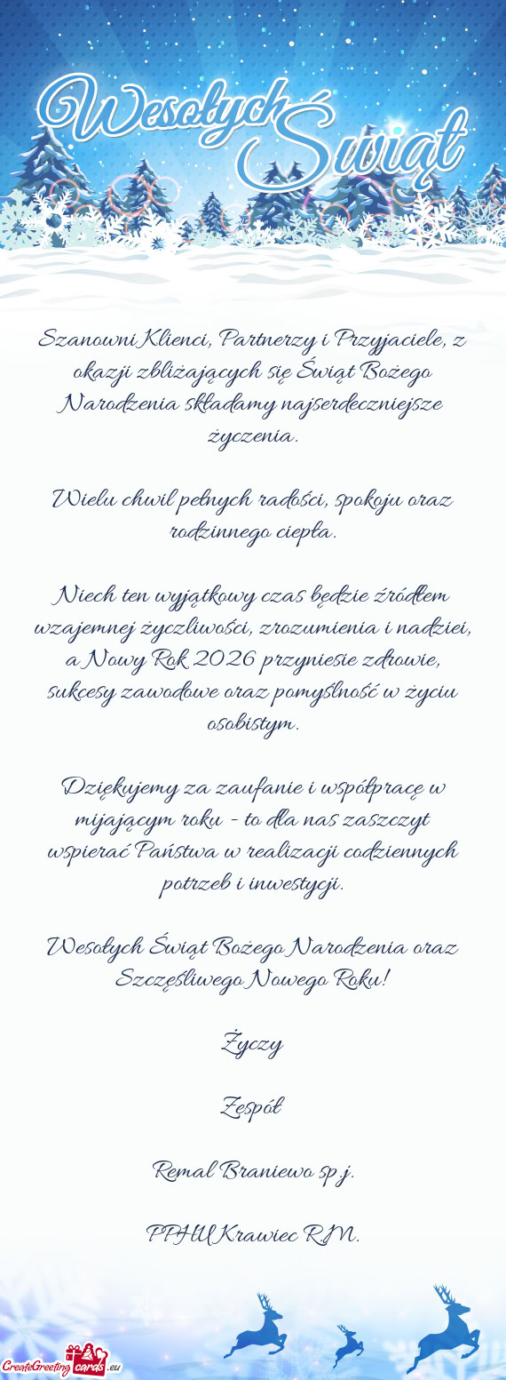 Kładamy najserdeczniejsze życzenia