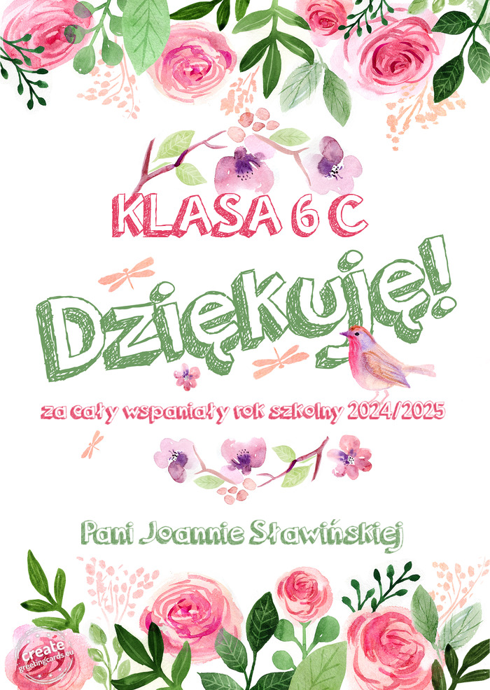 KLASA 6 C Dziękuje za cały wspaniały rok szkolny 2024/2025 Pani Joannie Sławińskiej