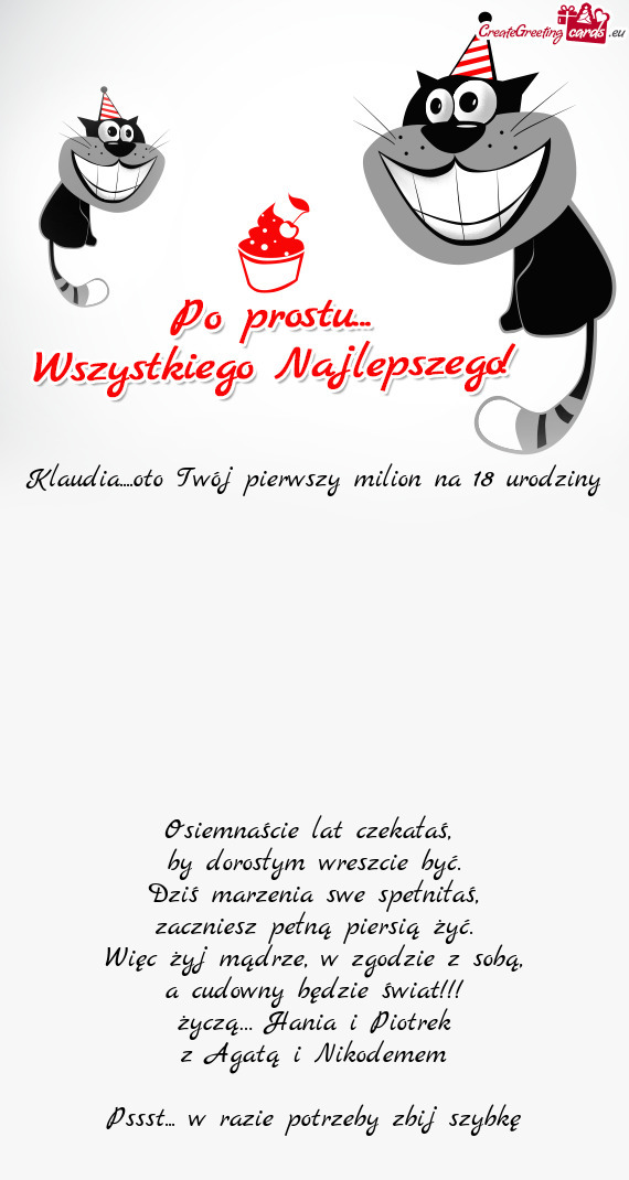 Klaudia....oto Twój pierwszy milion na 18 urodziny