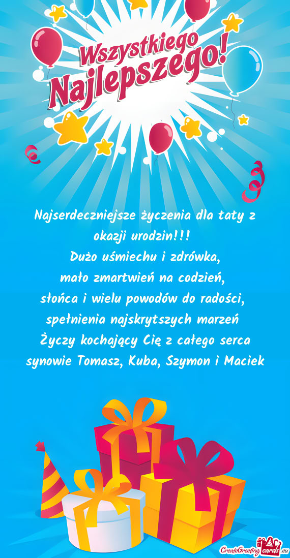 Kochający Cię z całego serca synowie Tomasz, Kuba, Szymon i Maciek ❤️❤️