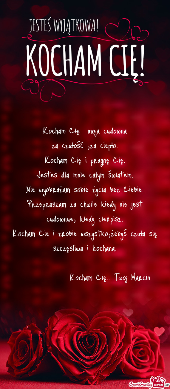 Kocham Cię moja cudowna