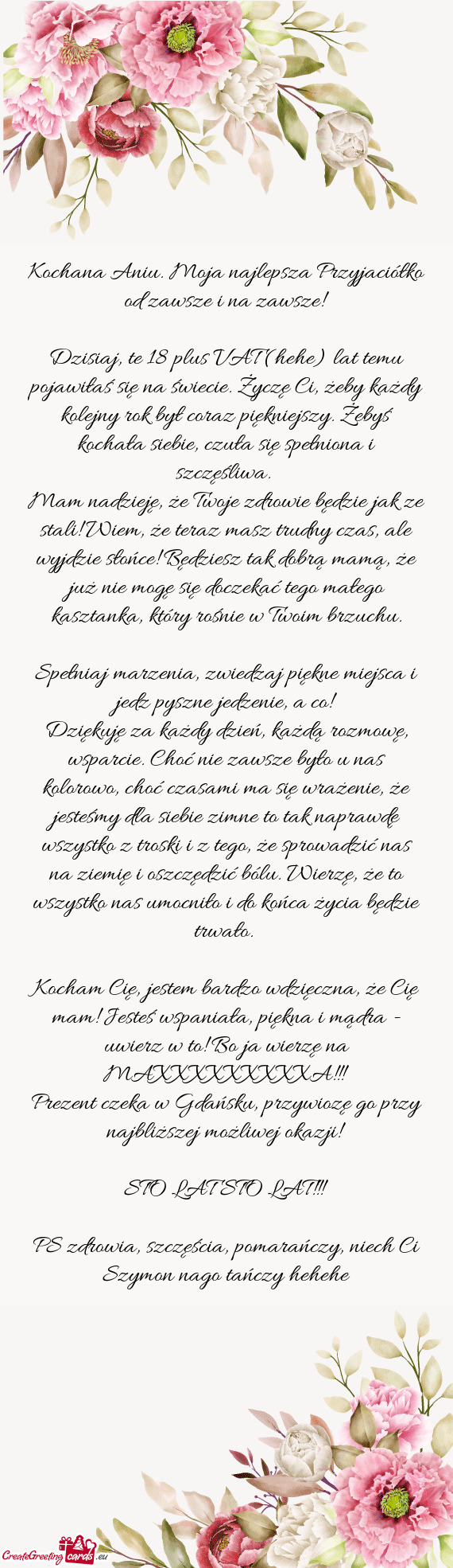 Kochana Aniu. Moja najlepsza Przyjaciółko od zawsze i na zawsze