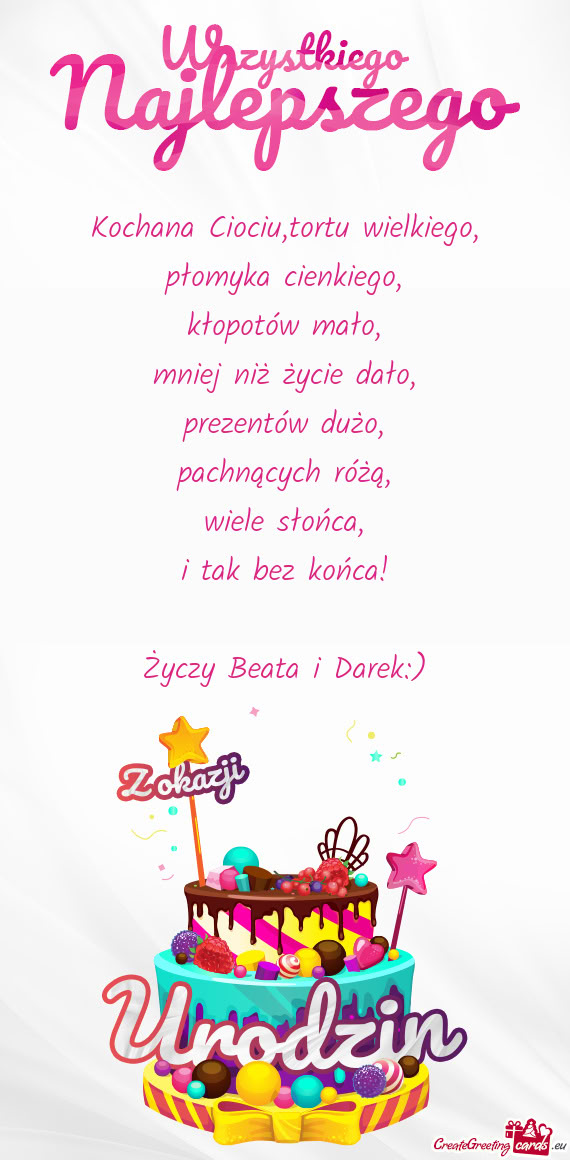 Kochana Ciociu,tortu wielkiego