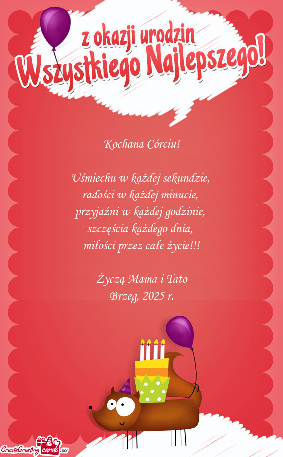 Kochana Córciu! Uśmiechu w każdej sekundzie