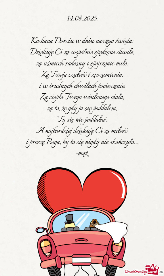 Kochana Dorciu w dniu naszego święta