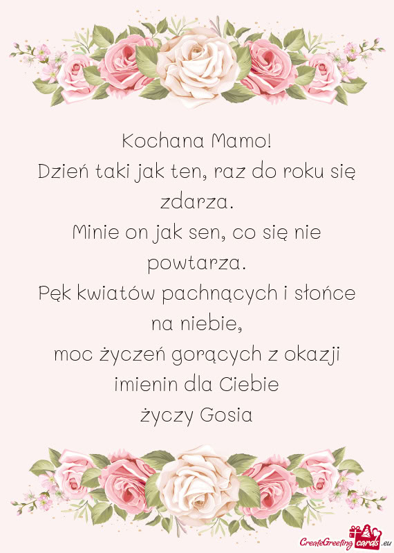 Kochana Mamo! Dzień taki jak ten