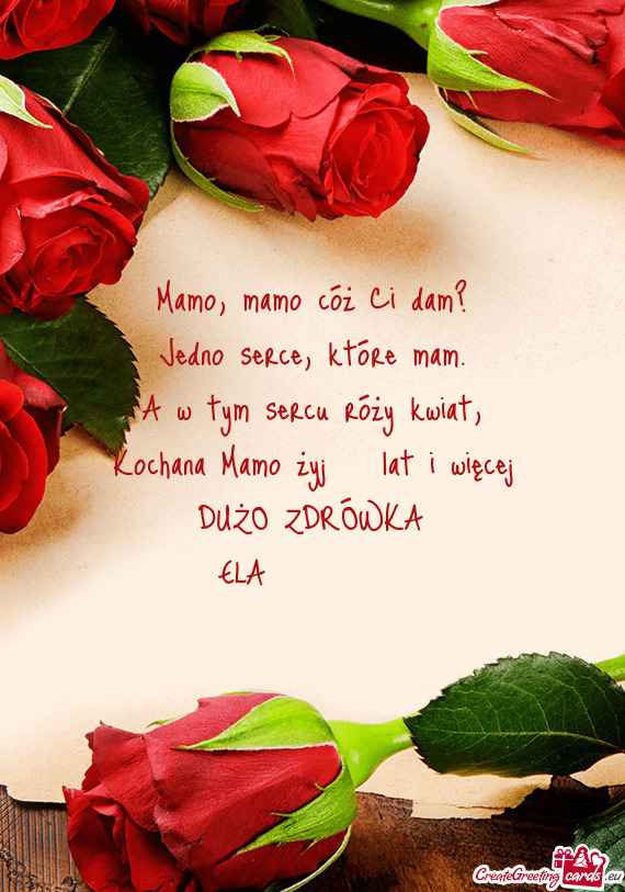 Kochana Mamo żyj 💯 lat i więcej 🌹  DUŻO ZDRÓWKA 😍🤩😘 ELA 🌹🌹🌹🌹🌹