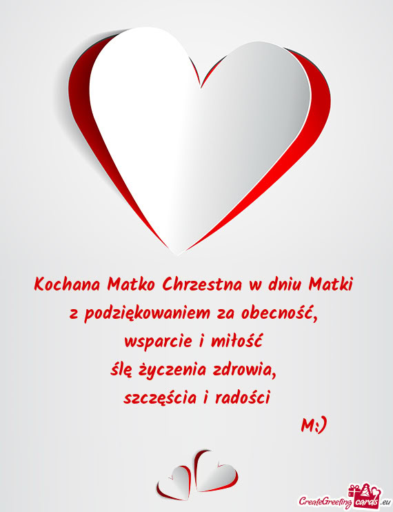 Kochana Matko Chrzestna w dniu Matki