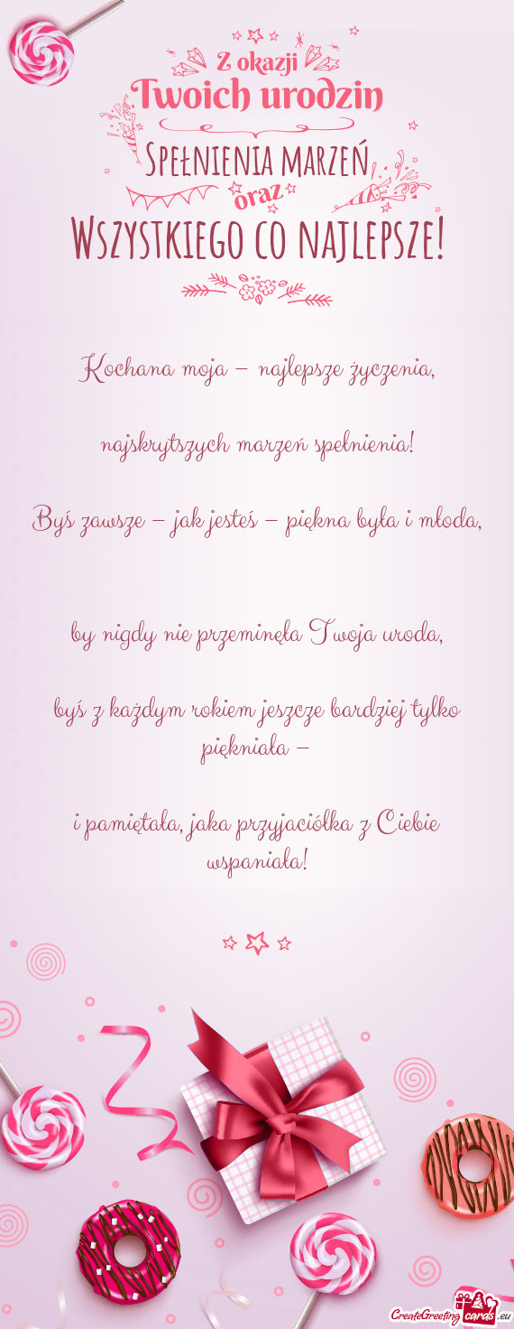 Kochana moja – najlepsze życzenia