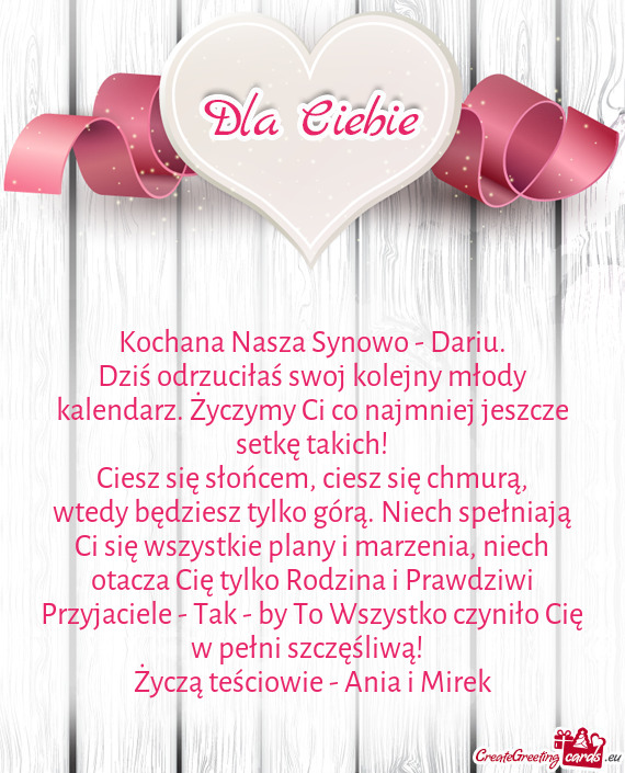 Kochana Nasza Synowo - Dariu