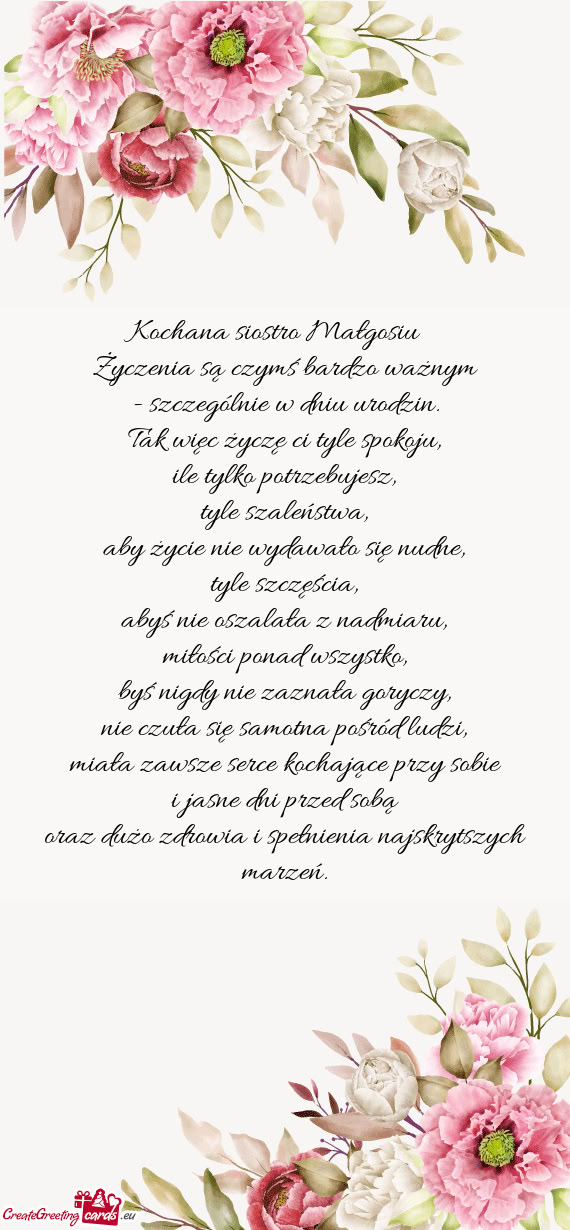 Kochana siostro Małgosiu ❤️