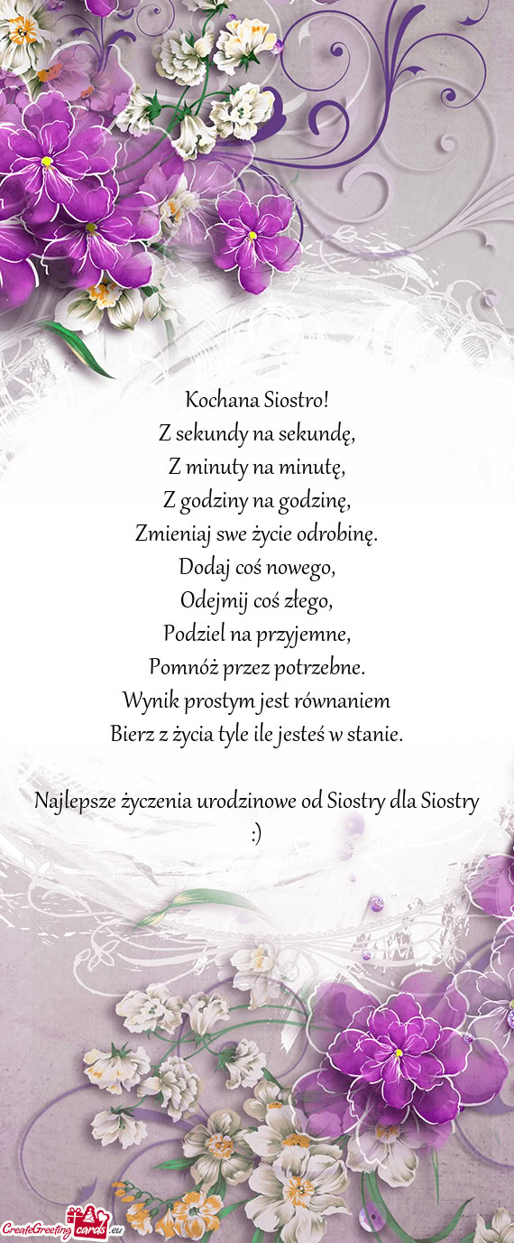 Kochana Siostro! Z sekundy na sekundę