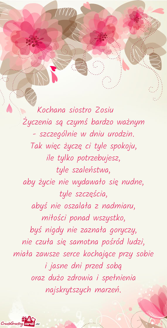 Kochana siostro Zosiu ❤️