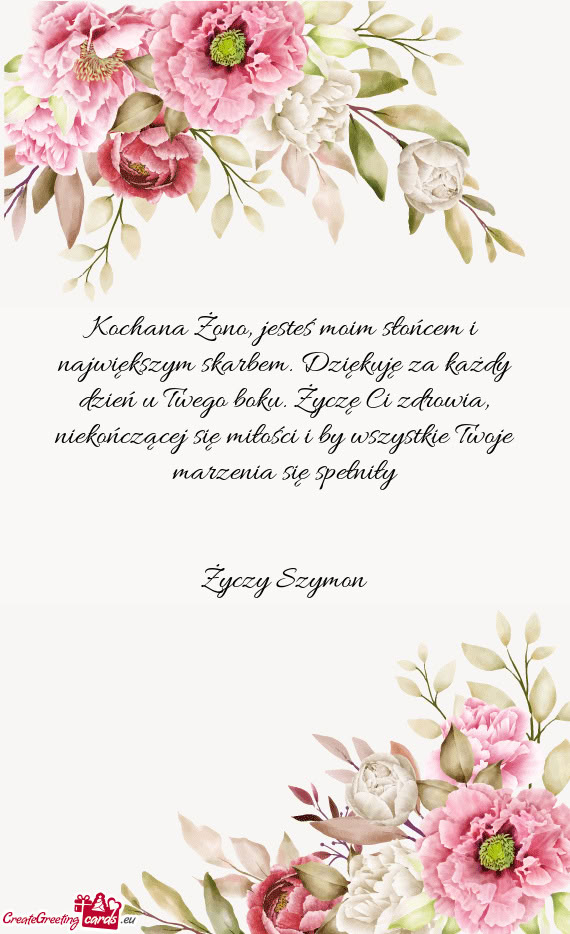 Kochana Żono, jesteś moim słońcem i największym skarbem. Dziękuję za każdy dzień u Twego bo