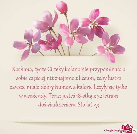 Kochana, życzę Ci żeby kolano nie przypominało o sobie częściej niż znajome z liceum, żeby l