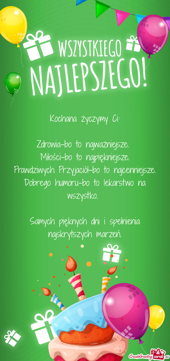 Kochana życzymy Ci