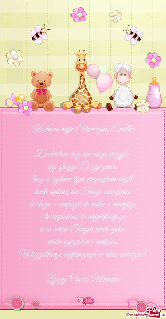 Kochane moje Słoneczko Emilko