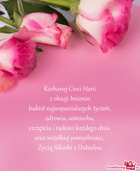 Kochanej Cioci Hani
