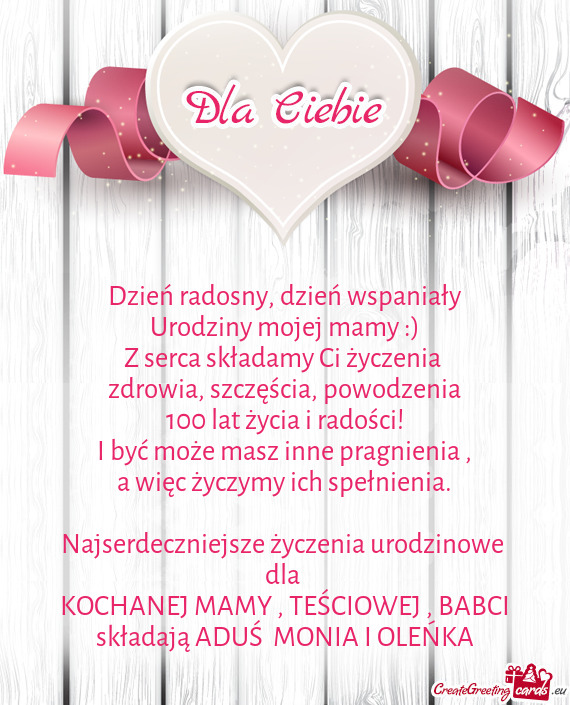 KOCHANEJ MAMY , TEŚCIOWEJ , BABCI