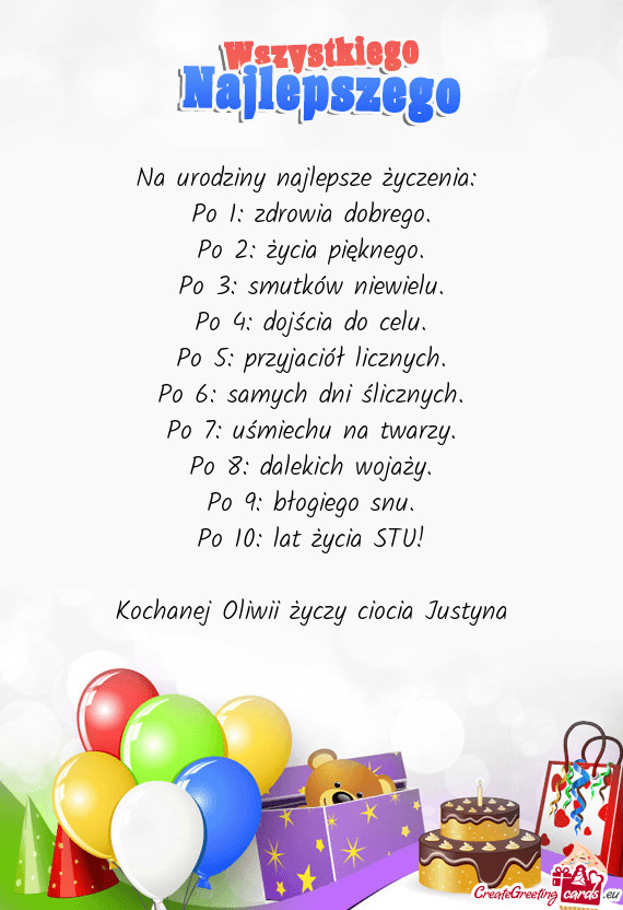 Kochanej Oliwii ciocia Justyna