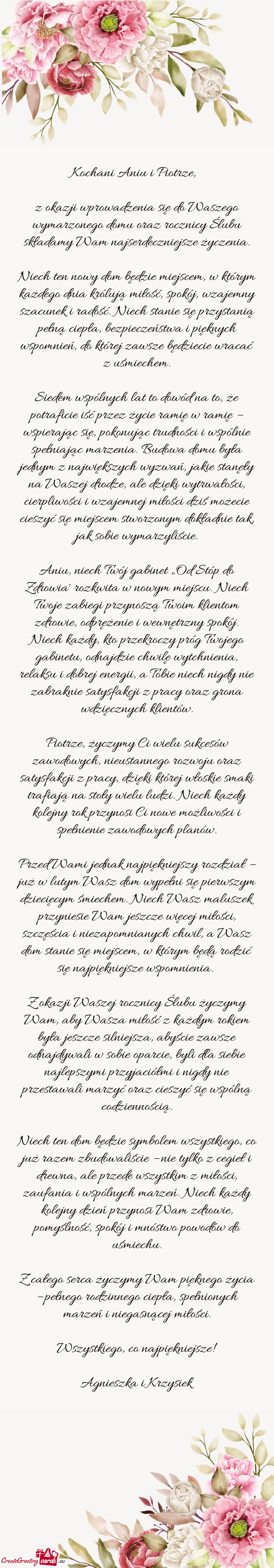 Kochani Aniu i Piotrze