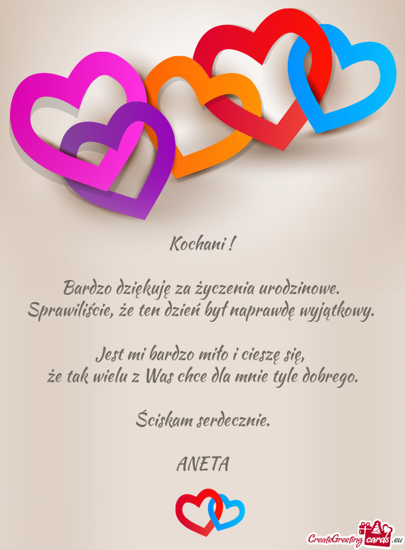 Kochani ! Bardzo dziękuję za życzenia urodzinowe