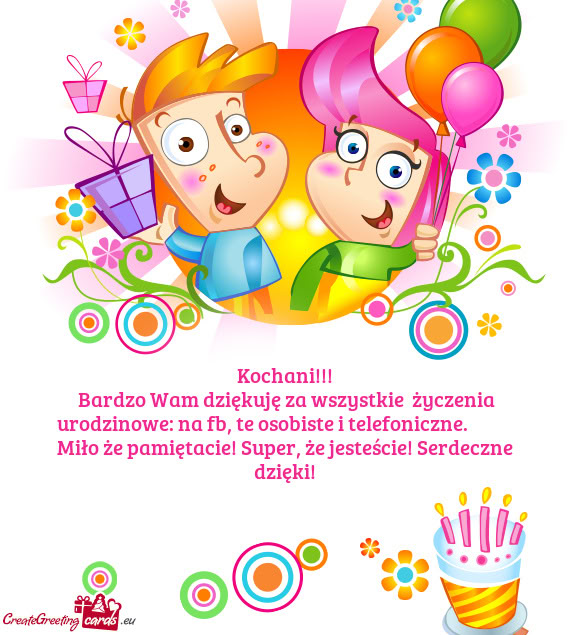 Kochani!!! Bardzo Wam dziękuję za wszystkie życzenia urodzinowe