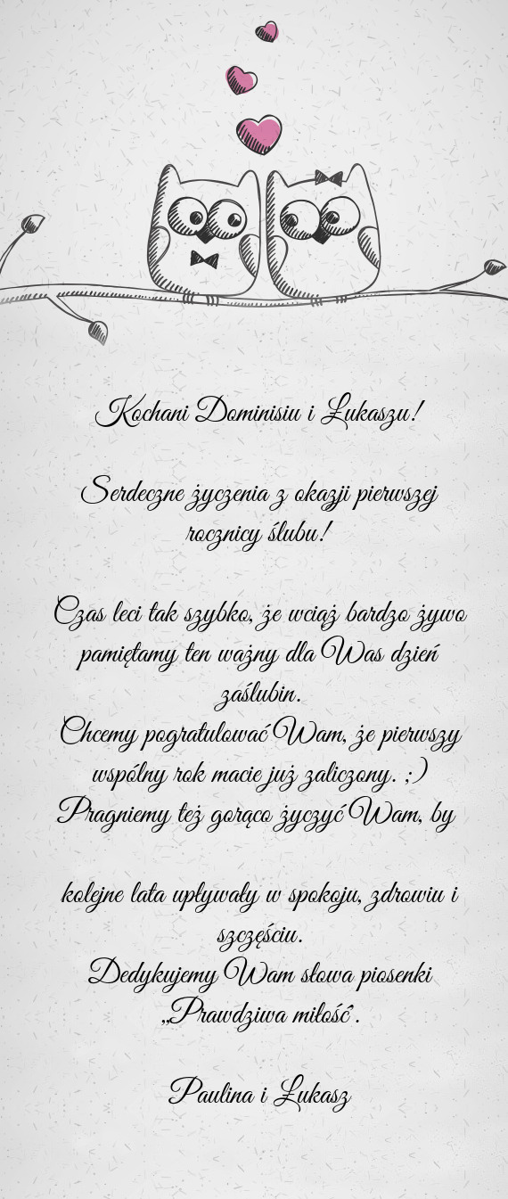 Kochani Dominisiu i Łukaszu