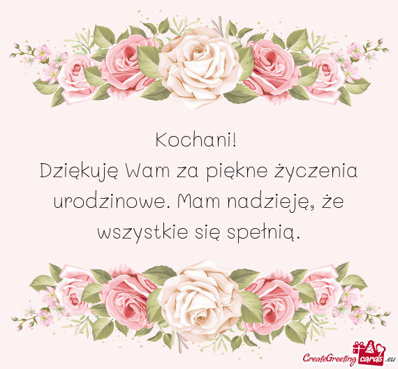 Kochani! Dziękuję Wam za piękne życzenia urodzinowe