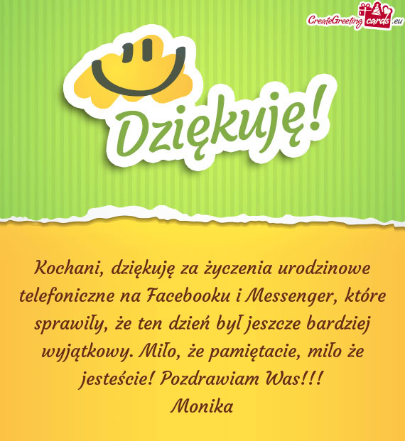 Kochani, dziękuję za życzenia urodzinowe telefoniczne na Facebooku i Messenger, które sprawiły