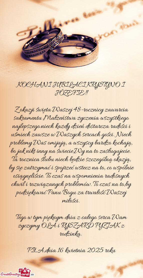 KOCHANI JUBILACI KRYSTYNO I JÓZEFIE