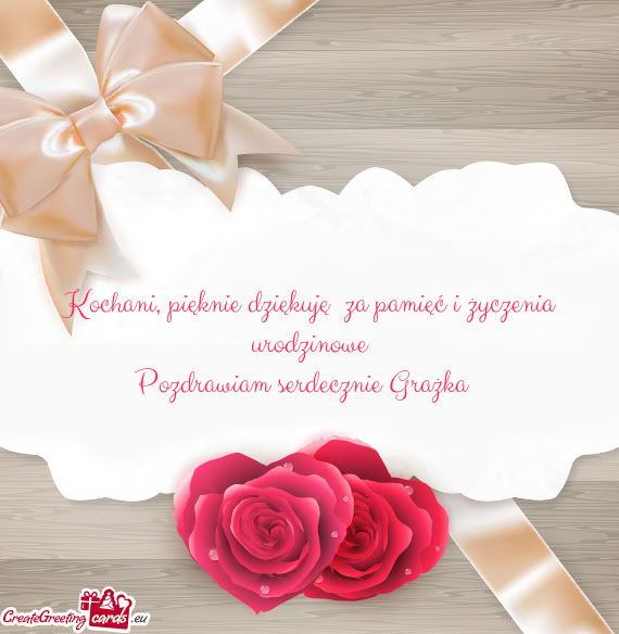 Kochani, pięknie dziękuję za pamięć i życzenia urodzinowe