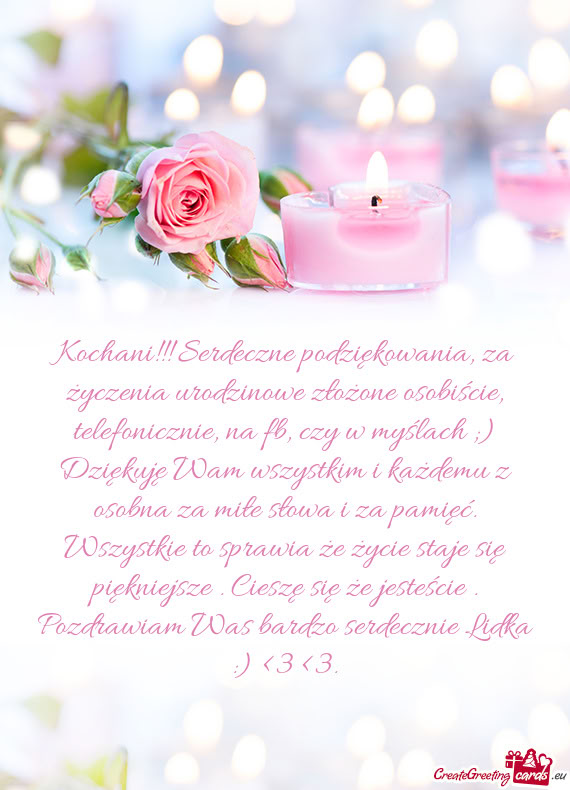 Kochani!!! Serdeczne podziękowania, za życzenia urodzinowe złożone osobiście, telefonicznie, na