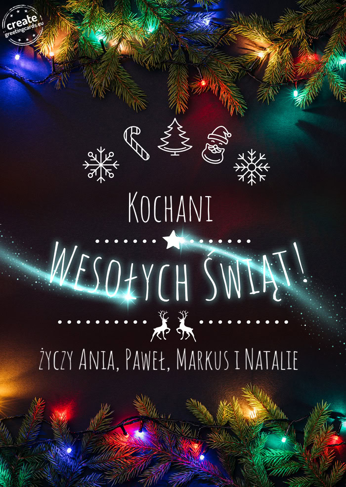 Kochani Wesołych Świąt Ania, Paweł, Markus i Natalie
