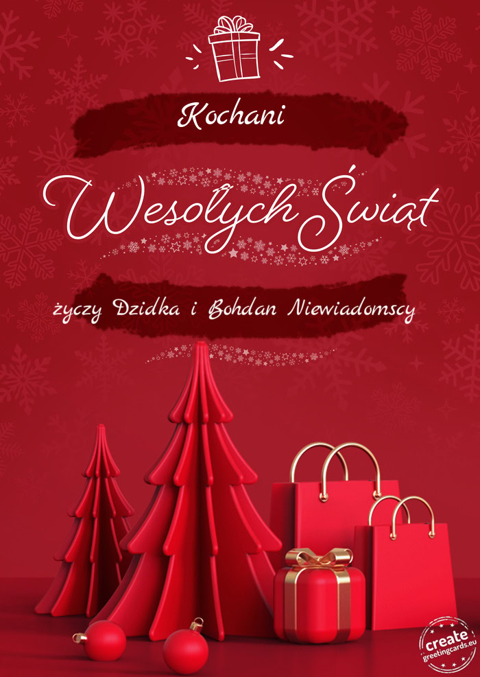 Kochani Wesołych Świąt Dzidka i Bohdan Niewiadomscy