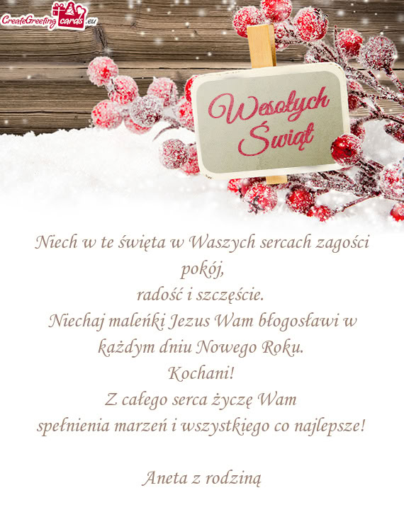 Kochani! Z całego serca życzę Wam spełnienia marzeń i wszystkiego co najlepsze!  Anet