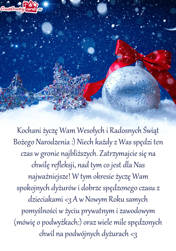 Kochani życzę Wam Wesołych i Radosnych Świąt Bożego Narodzenia :) Niech każdy z Was spędzi t