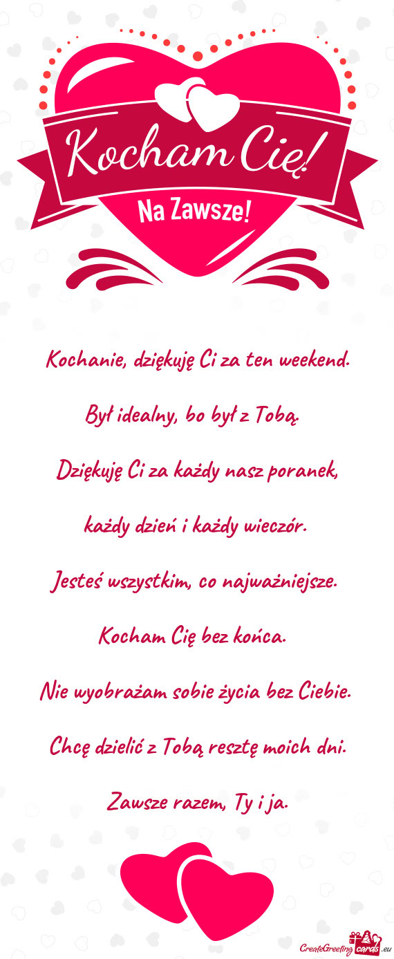 Kochanie, dziękuję Ci za ten weekend