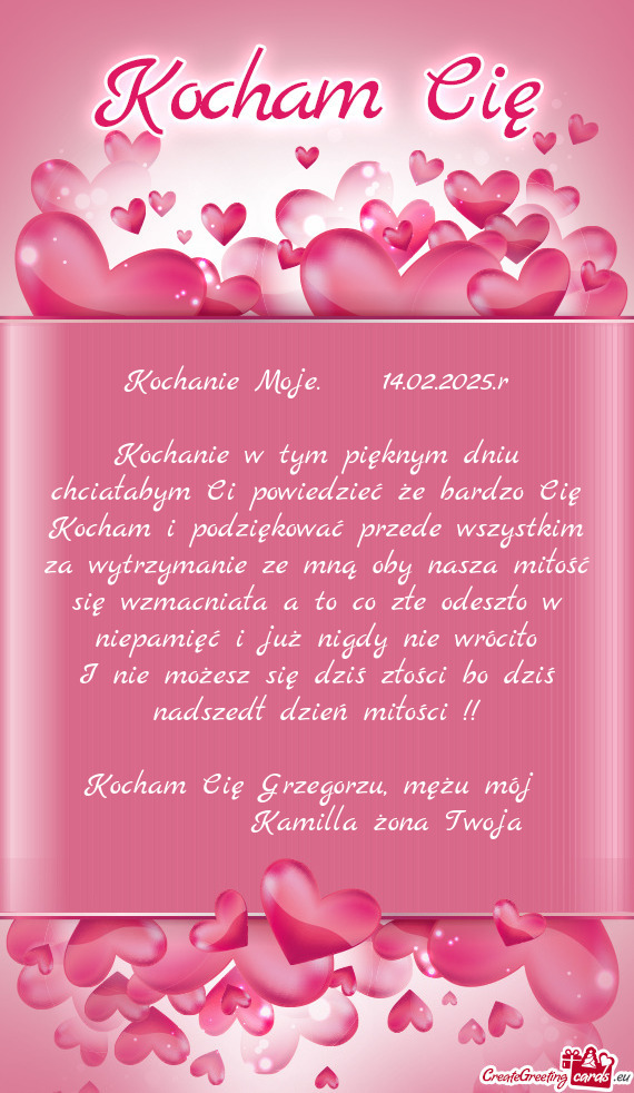 Kochanie w tym pięknym dniu chciałabym Ci powiedzieć że bardzo Cię Kocham i podziękować przed