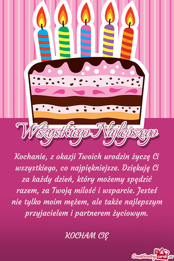 Kochanie, z okazji Twoich urodzin życzę Ci wszystkiego, co najpiękniejsze. Dziękuję Ci za każd