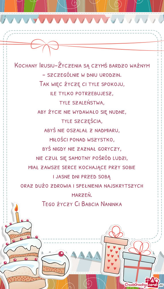 Kochany Irusiu-Życzenia są czymś bardzo ważnym