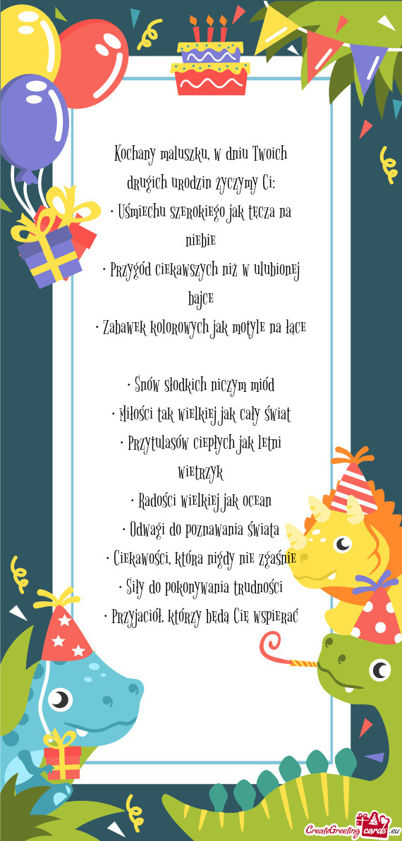 Kochany maluszku, w dniu Twoich drugich urodzin życzymy Ci