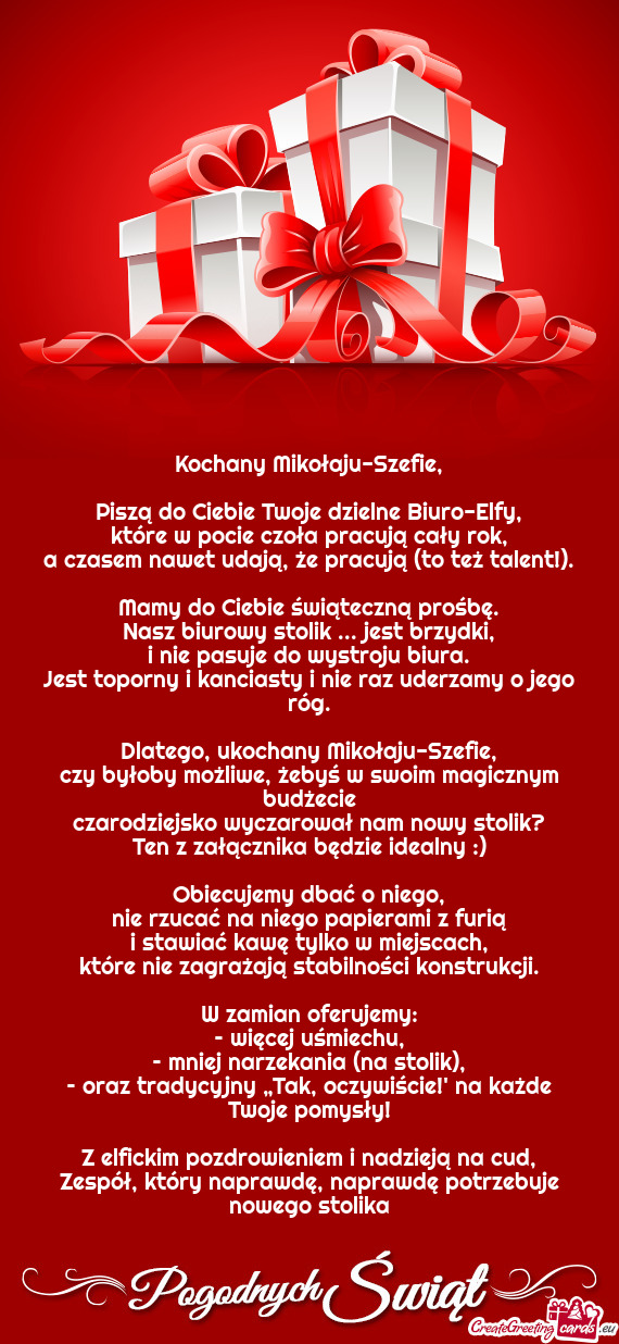 Kochany Mikołaju-Szefie