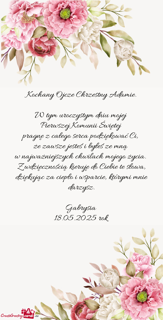 Kochany Ojcze Chrzestny Adamie