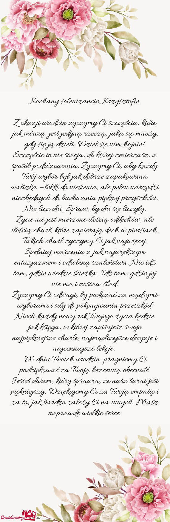 Kochany solenizancie, Krzysztofie